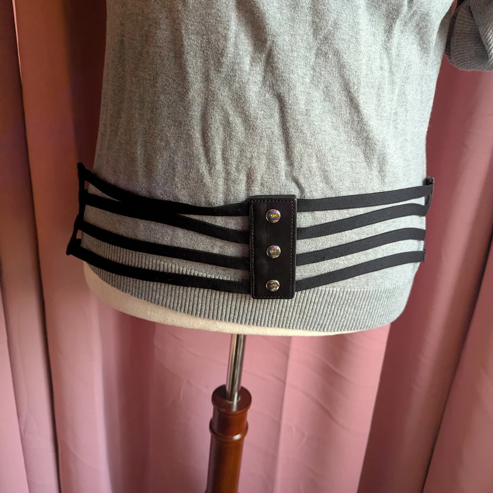 PLUS SIZE Black Caged Belt w/Snap Buttons 3x? - Picture 2 of 11